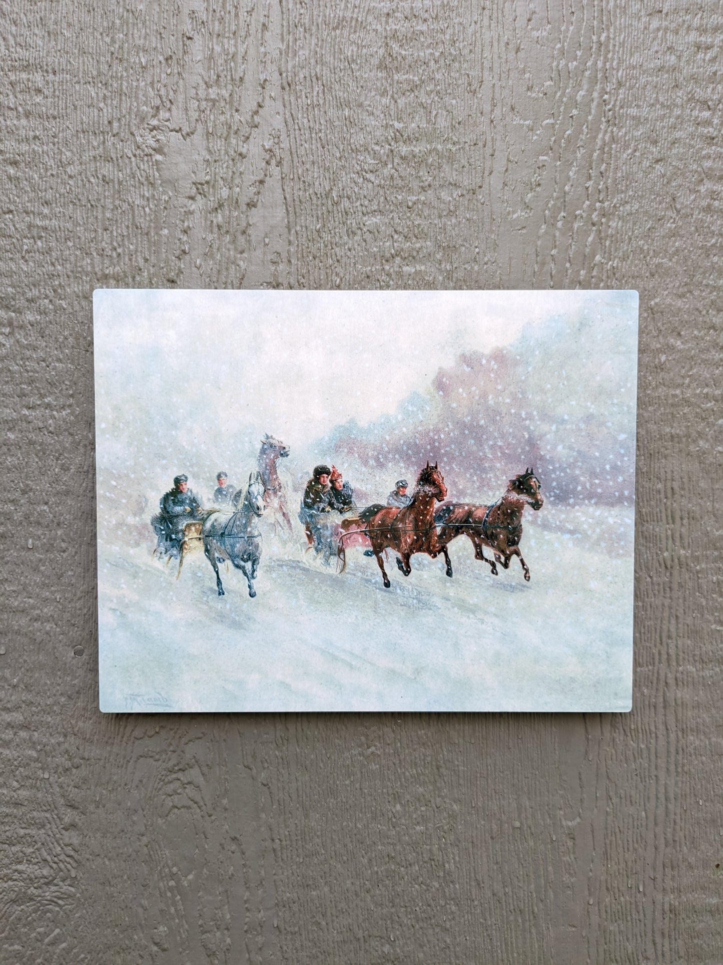 One-Horse Open Sleigh - Metal Print